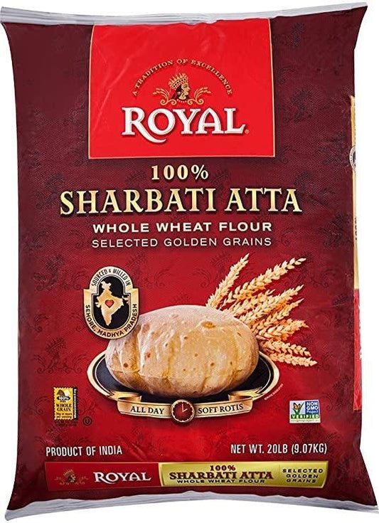 Royal 100% Whole Wheat Sharbati Atta 20 LBS - Asia Bazaar 